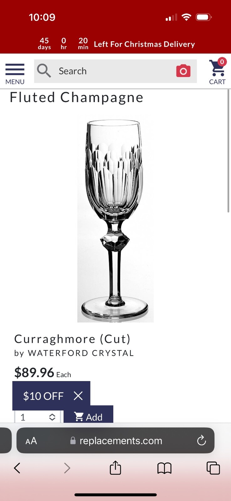 waterford crystal champagne glasses set of 8 vintage Curraghmore