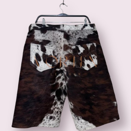 Herren Weiß & Braun Leder Short Western Style Echt Rindsleder Short - Bild 2 von 3