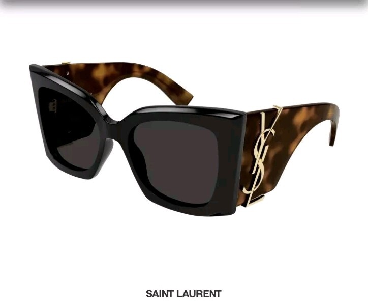 Nuovi occhiali da sole SAINT LAURENT YSL M119 Blaze nero + avana marrone oro occhi di gatto