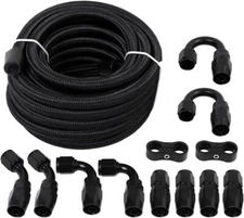 6AN 8AN 10AN 10FT 20FT CPE Braided Nylon Fuel Line Kit Hose end Fittings