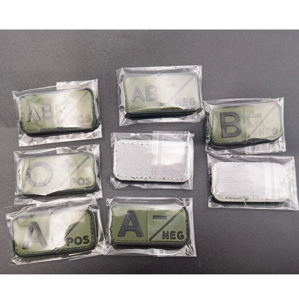 2Pcs 1x2 inch PVC Rubber A B AB O POS NEG Blood Type Hook Patch Fastener Badge - Image 3 of 4