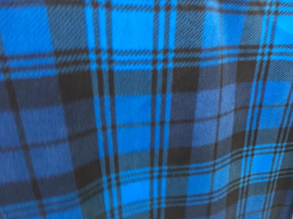 Plaid Checkered checks Midnight Blue Fleece Fabric 60" Bb 17” - Image 2 of 3