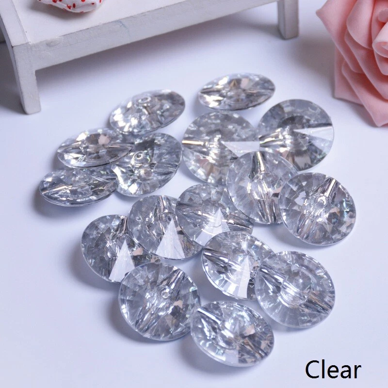 50x Acrylic Crystal Buttons For Curtain Pillow Sofa Upholstery Decor DIY Fashion - Image 4 of 4