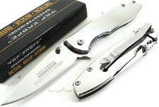 TAC-FORCE Full Chrome Drop Point Spring Open Assisted Folding Pocket Knife