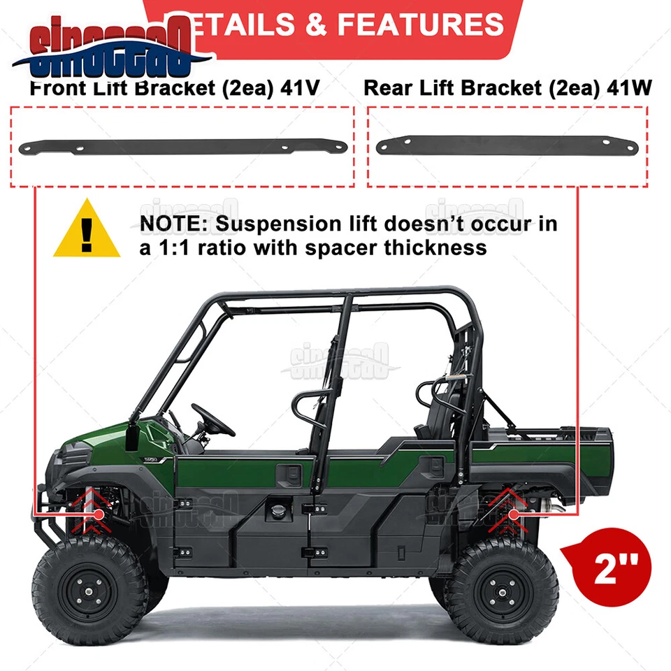 KIT DE ELEVACIÓN DE ELEVACIÓN COMPLETA DE 2" de alta resistencia para Kawasaki Mule PRO DX DXT / FX FXT 2015-2023 Foto 3 de 4