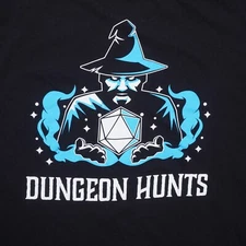 Dungeon Hunts Wizard Dice Roll T Shirt Mens 2XL XXL Black Short Sleeve RPG