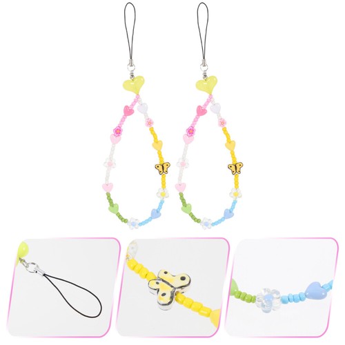 2 Pcs Mobile Phone Chain Miss Beaded Lanyard Cellphone Charm Strap - 第 9/12 張圖片