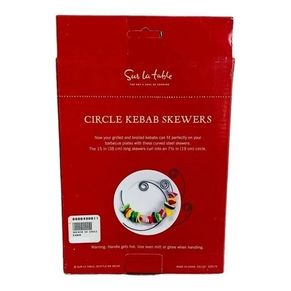 NIB Circle KEBAB SKEWERS Sur La Table Set of 4 Black Metal KEBAB Grill SKEWER - Image 3 of 3