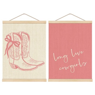Preppy Wooden Poster Hangers 12.5x17 Inch,Long Live Coastal Cowgirl Pink Post...