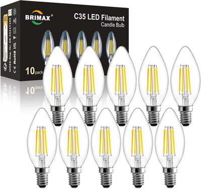 BRIMAX LED 10 Stück Dimmbare Kerzen Glühbirnen, E14 Fassung, 2700K Warmweiss, 4W