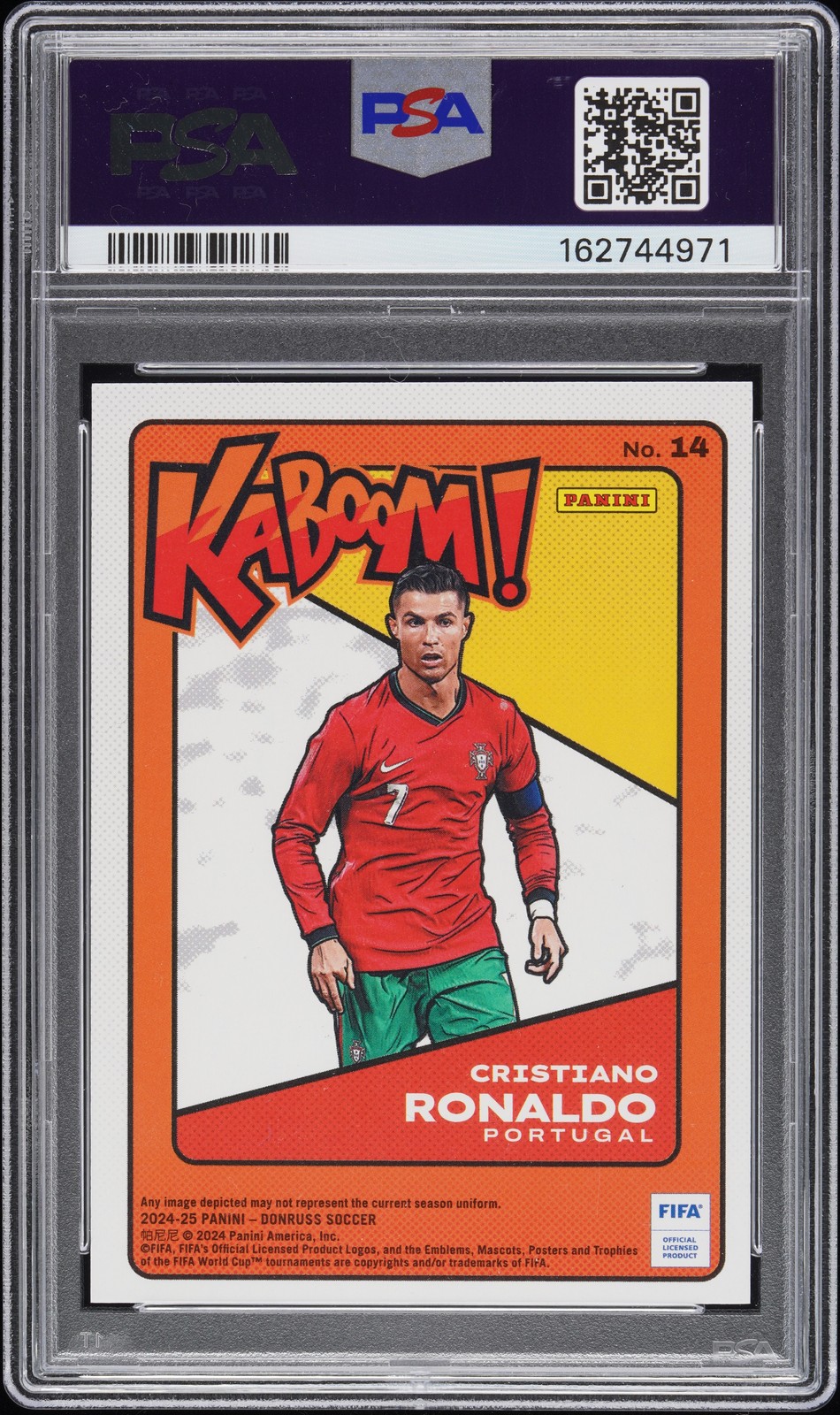 2024-25 PANINI DONRUSS FIFA KABOOM! #14 CRISTIANO RONALDO PSA 9 view 2