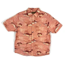 Clearwater Outfitters Shirt Men Medium Short Sleeve Button Up Pelagic Fish Print