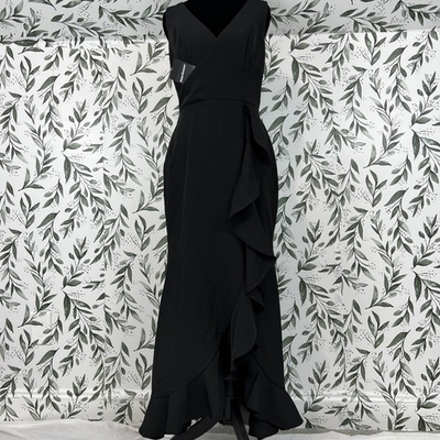 #ad StarAneer Maxi Dress Size Small Black Sleeveless Ruffle Hem NWT $29.00