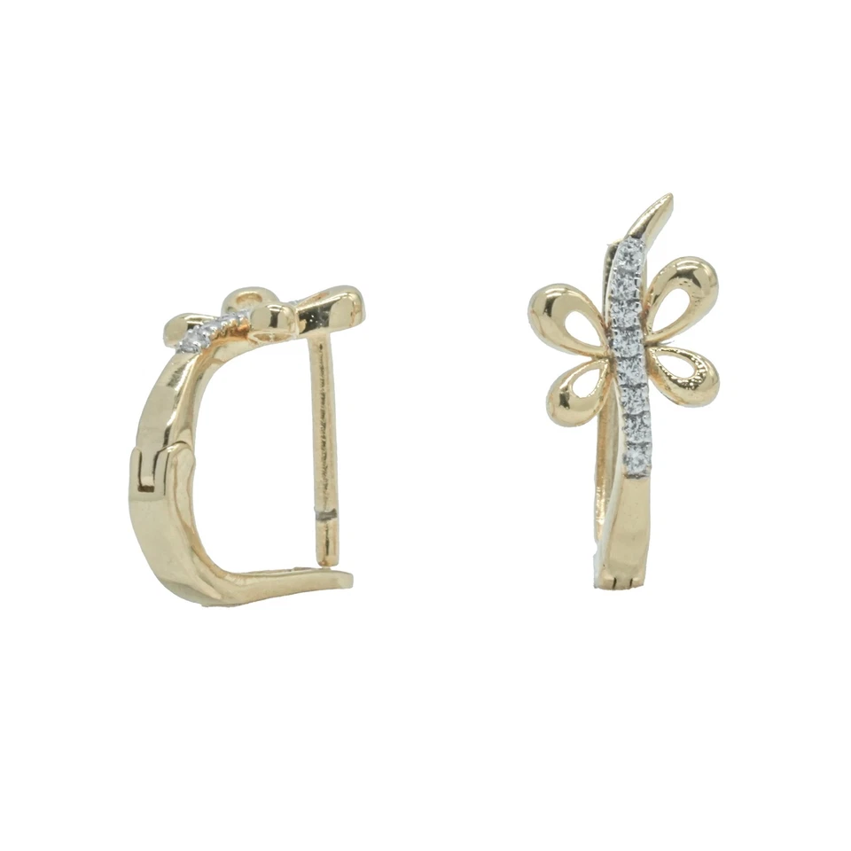 Pendientes de moissanita de corte redondo para mujer en oro de 18 quilates 16 diamantes 4,2 gramos Foto 2 de 4