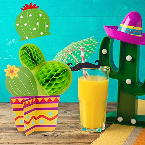 6 Pieces Cactus Party Decorations Kit Includes 4 Pieces Cactus Honeycomb Table - Picture 7 of 8
