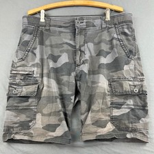 Iron Co Cargo Shorts Mens 38 Camo Gray Stretch Cotton Utility Casual Good