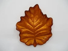 VIETRI AUTUNNO LEAF GLASS PLATE-  ORANGE -5 3/4" x 5 1/4"  0712E