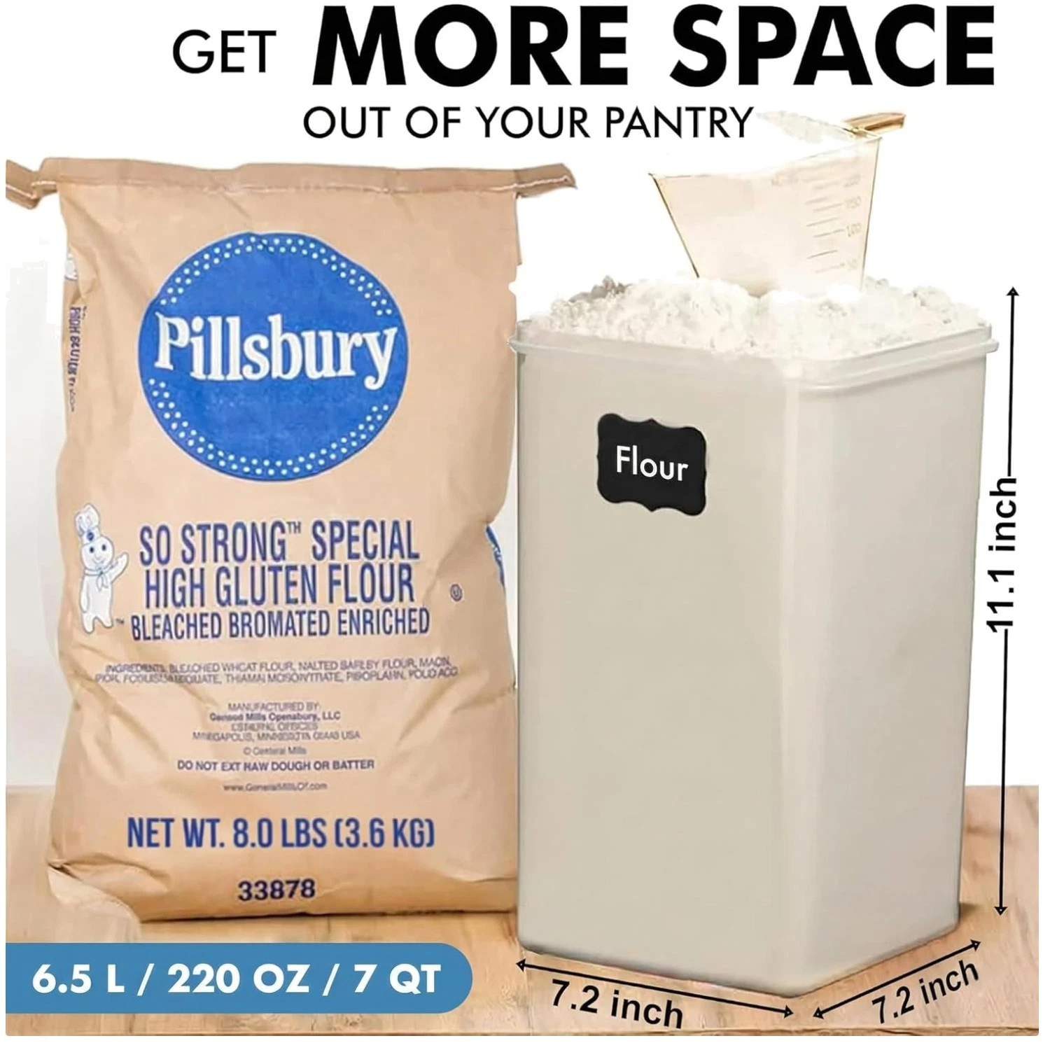 Large Flour Sugar Storage Containers - 2 Pack