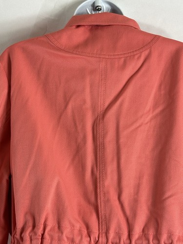 Dana Buchman Size L Coral Zip Up Twill Jacket Inside Toggle Drawstring Waist - Picture 17 of 24