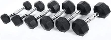 Ader 2Lb-120Lb Black Octagon Rubber Dumbbells Pair