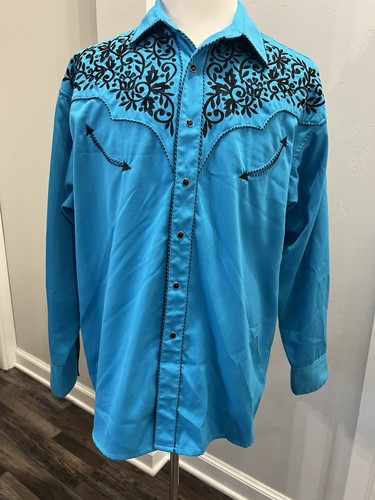 Gibson Trading Company Shirt Men XL Black Pearl Snap Deco Western Cowboy (A0125) - Picture 1 of 7
