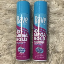 2 Rave 4X Mega Long-Lasting 24hr Hold Scented Hair Spray Humidity Protection