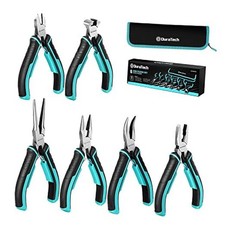 Mini Pliers Set, 6PCS Jewelry Pliers Set, CRV Construction, Includes Needle