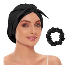22 Momme 100 Mulberry Silk Hair Bonnet for Sleeping Curly Hair, Double-Layer ...
