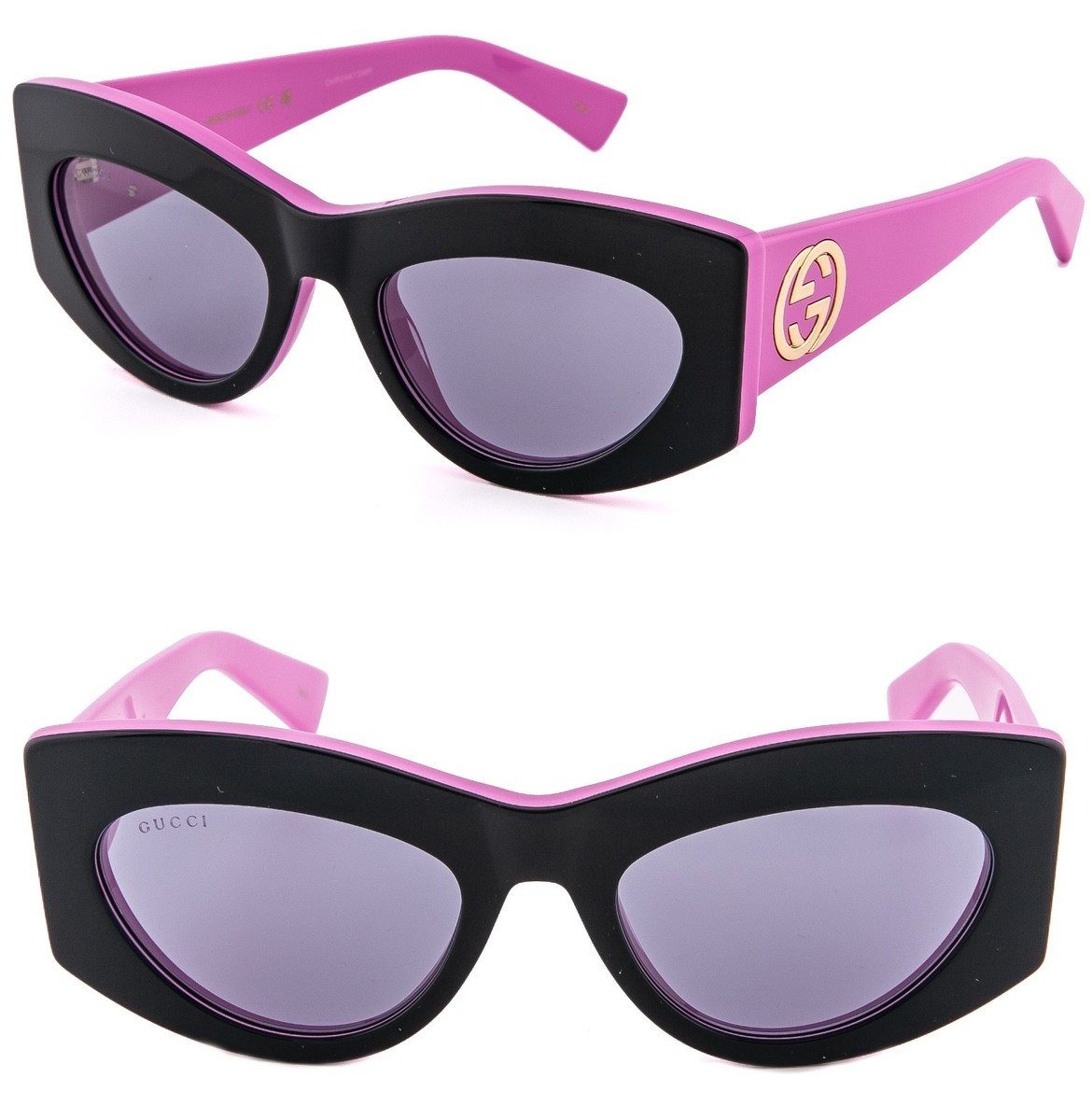 GUCCI Gg1843S 1843 Black Pink Color Block Logo Geometric Sunglass