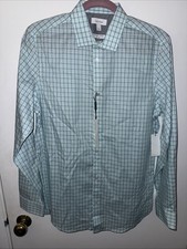 Calvin Klein Small Infinite Cool Non-Iron Breathable Blue Green Button Shirt