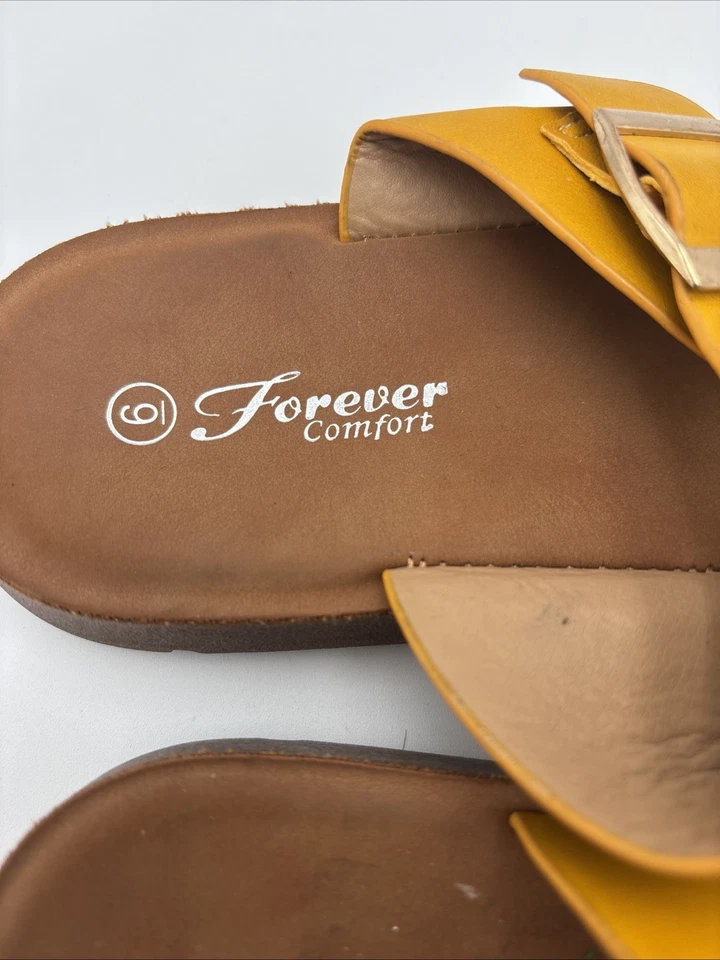 Forever Comfort Yellow Flip Flops Made In China Size 6 - Image 3 of 4