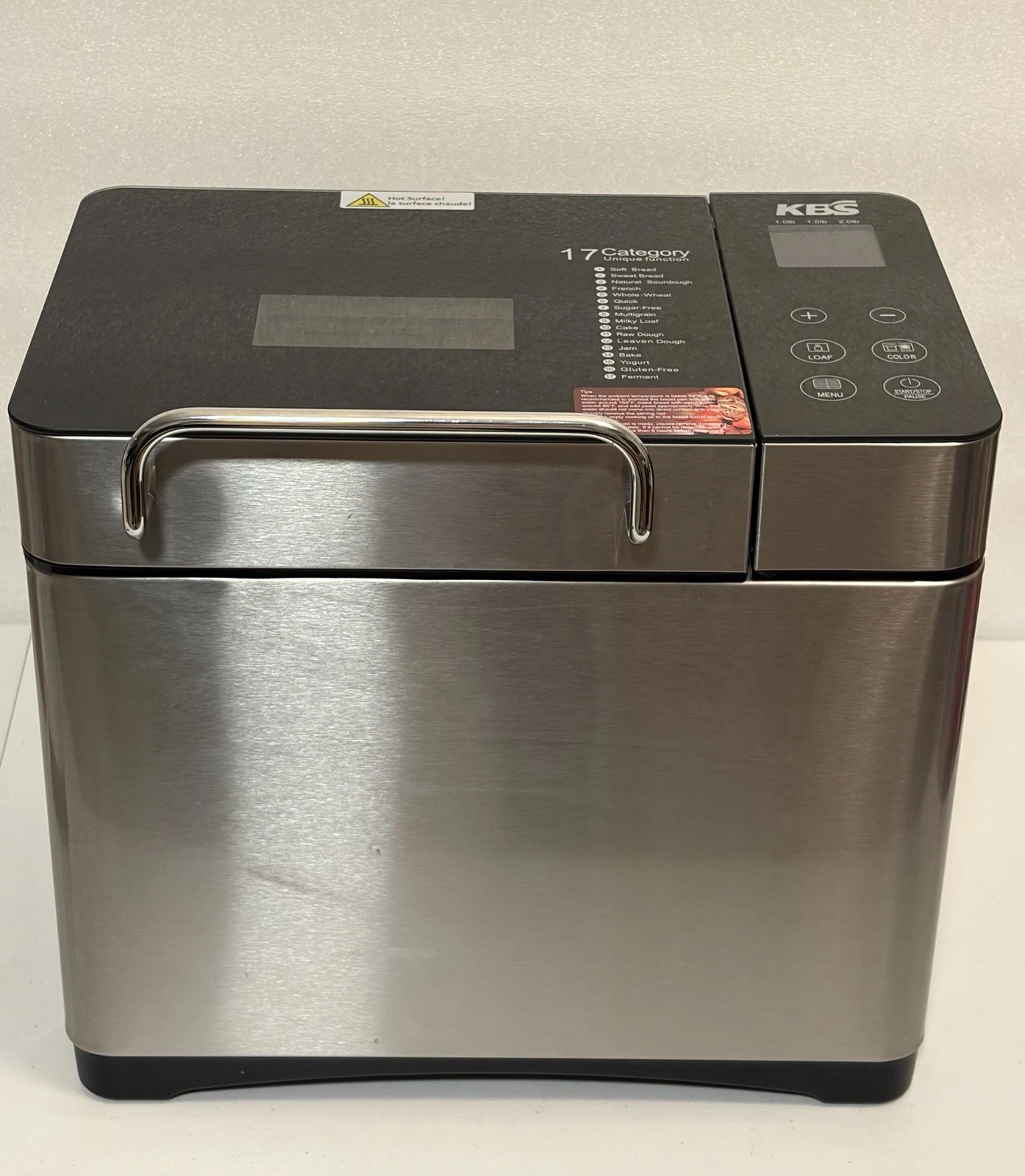 KBS Bread Maker MBF-010 Stainless Steel, 2 lb 17-in-1 Programmable XL - Tested
Opens in a new window