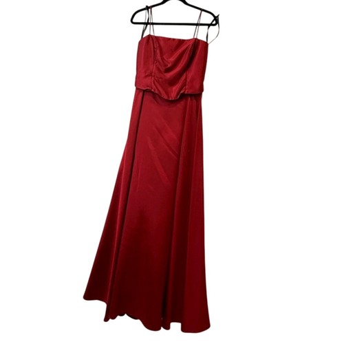 JS Collections Womens Deep Red Formal Evening Gown Dress Size 8 Long Boning - Picture 1 of 5