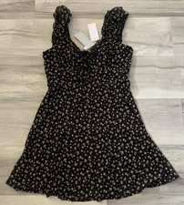 Women's Summer Spring Romantic Dress Sz L Nwt Honey & Sparkle Black Pink Floral