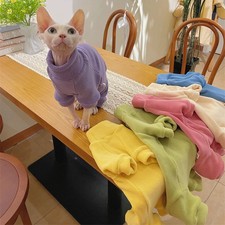 Fleece Coat for Sphynx Cat Warm Sweatshirt 4-legged Jumpsuit for Kittens Dogs so