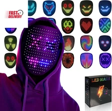Led Mask with Gesture Sensing,Light up Mask for Kids/Men/Women LED Halloween Mas