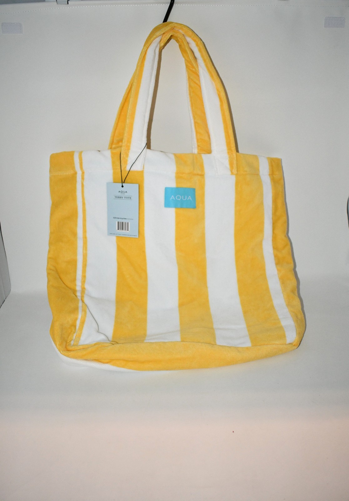 AQUA Striped Terry Beach Tote in Yellow NWT Details: 100% cotton