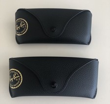 NEW : 2 Black Ray-Ban Leather Snap Close Hard Carrying Cases For Sunglasses