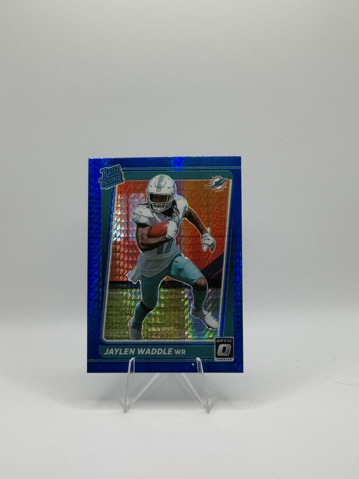 Jaylen Waddle 2021-22 Donruss Optic Rated Rookie Blue Hyper (RC) Dolphins #208