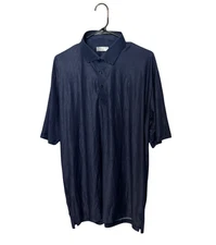 Collars & Co Polo Shirt Mens XL Blue Striped Featherweight Performance Stretch