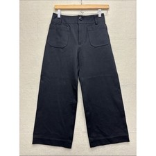 Maeve Anthropologie The Colette Black Wide Leg Pants 26P Petite Cropped GS7