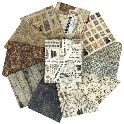 Free Spirit - Eclectic Elements Palette Neutral FQ Bundle/10, by Tim Holtz
