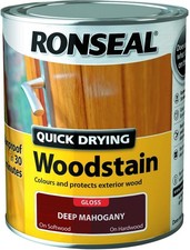 Ronseal Quick Drying Woodstain Gloss Deep Mahogany 750ml Exterior Wood Paint