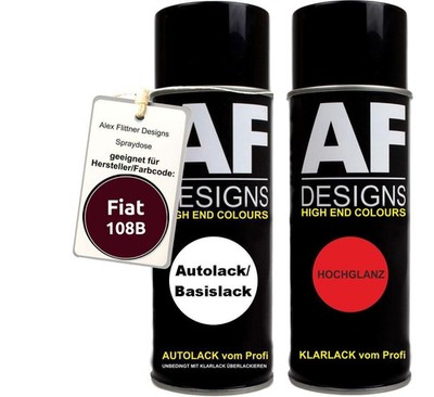 Autolack Spraydose Set für Fiat 108B Rosso Amore Metallic Basislack Klarlack Spr