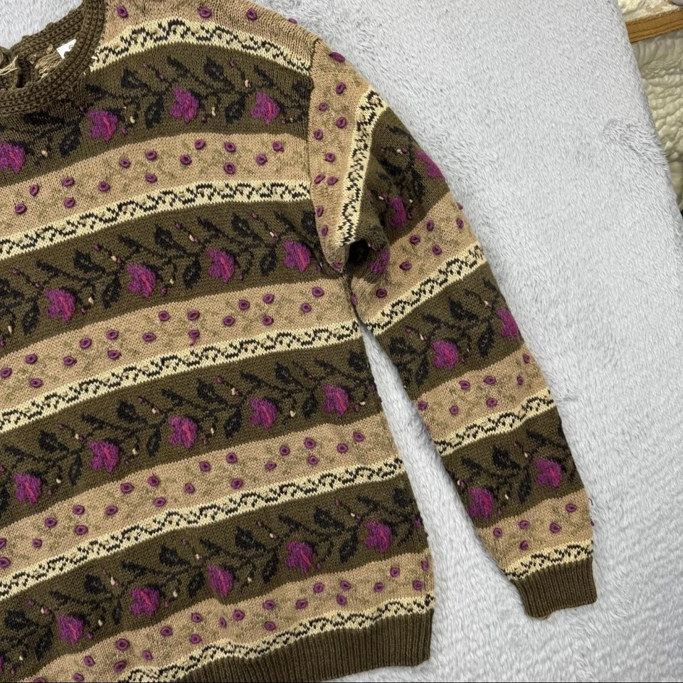 Suéter Vintage Signatures Northern Isles para mujer mediano floral bordado a mano Foto 4 de 4