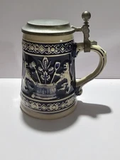 Vintage Gerz Beer Stein Brewing Lions Cobalt Blue Bier Mug West Germany