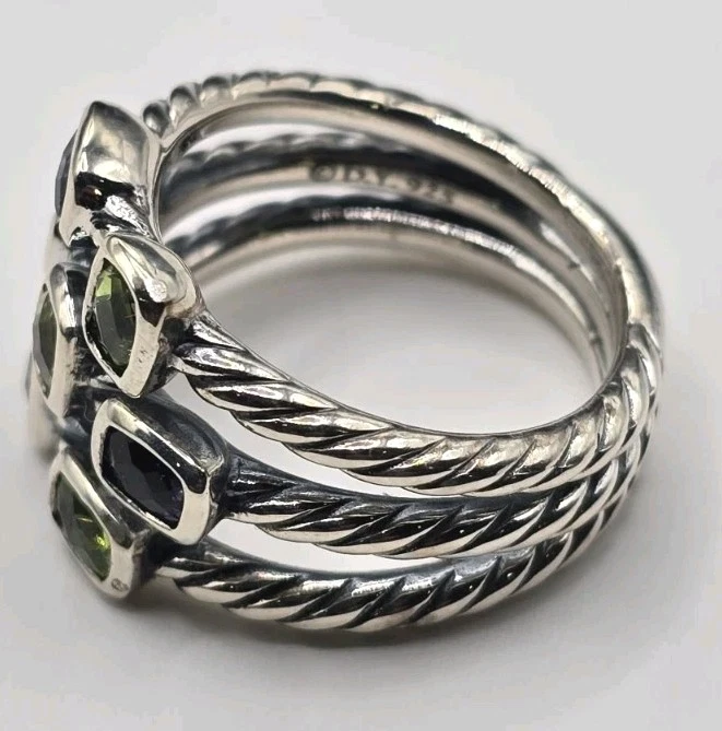 Confeti peridoto e iolita DAVID YURMAN TRES FILAS usados Foto 3 de 4