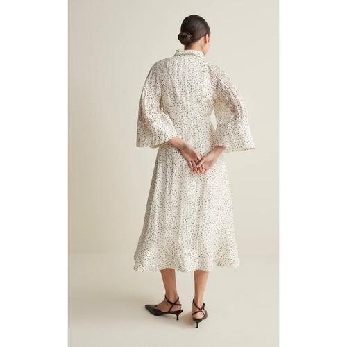 Joslin Dottie Silk Linen Midi Shirt Dress Polka Dot NWT Size 12 - Picture 11 of 18