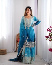 Indian Style Sharara Suit Wedding Wear Suit With Dupatta New Design Suit set