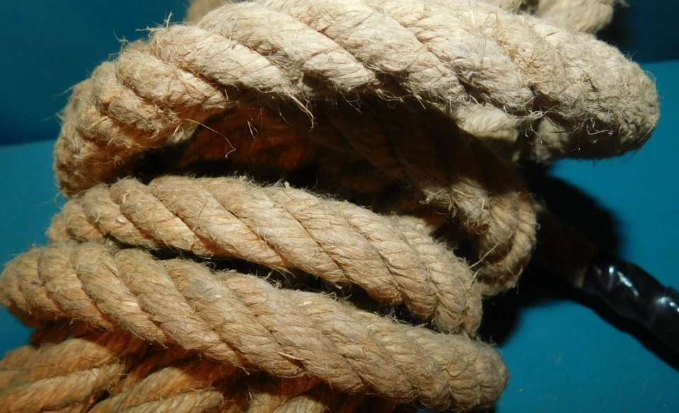 ANCIENNE GRANDE CORDE DE 11m .ø 15mm. POUR MAIN COURANTE RAMPE D'ESCALIER BATEAU - Photo 4/4